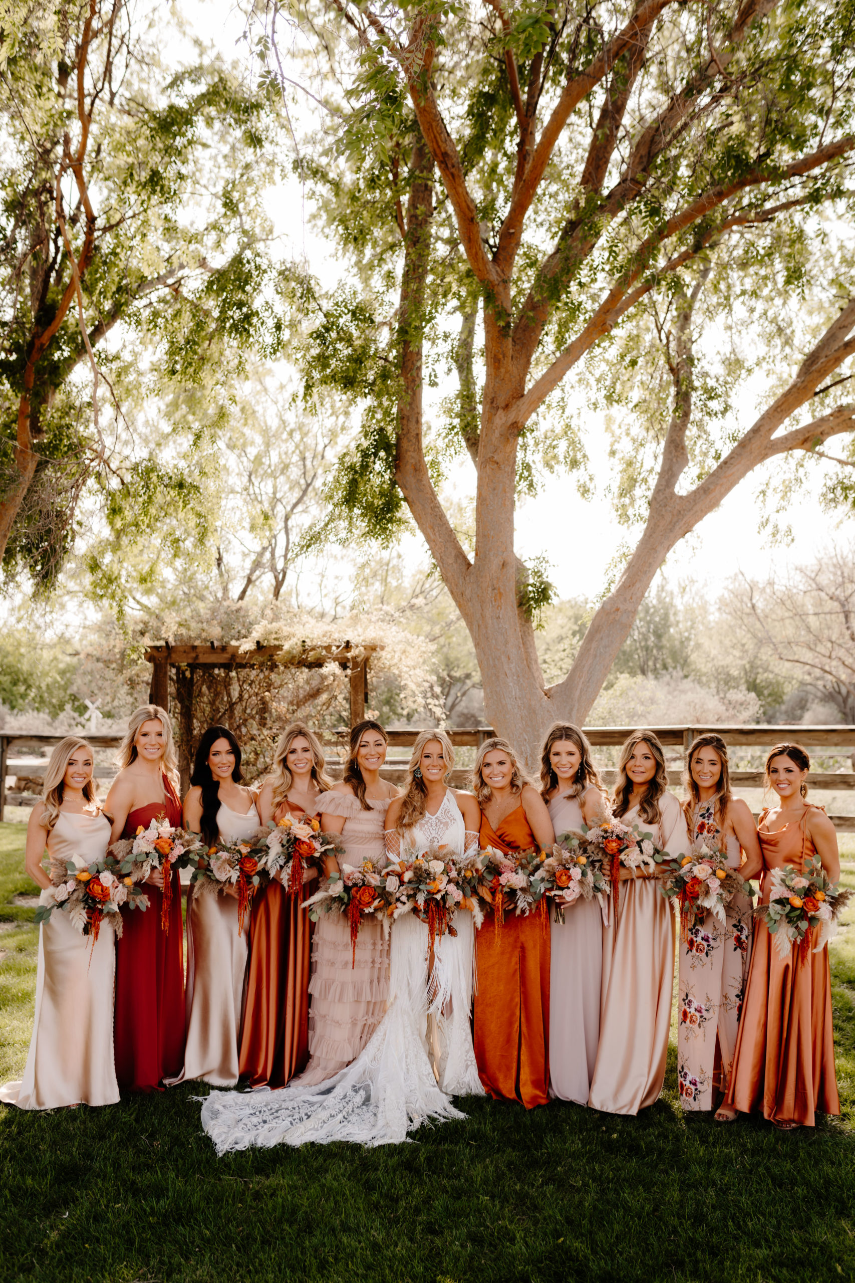 bride and bridesmaids together