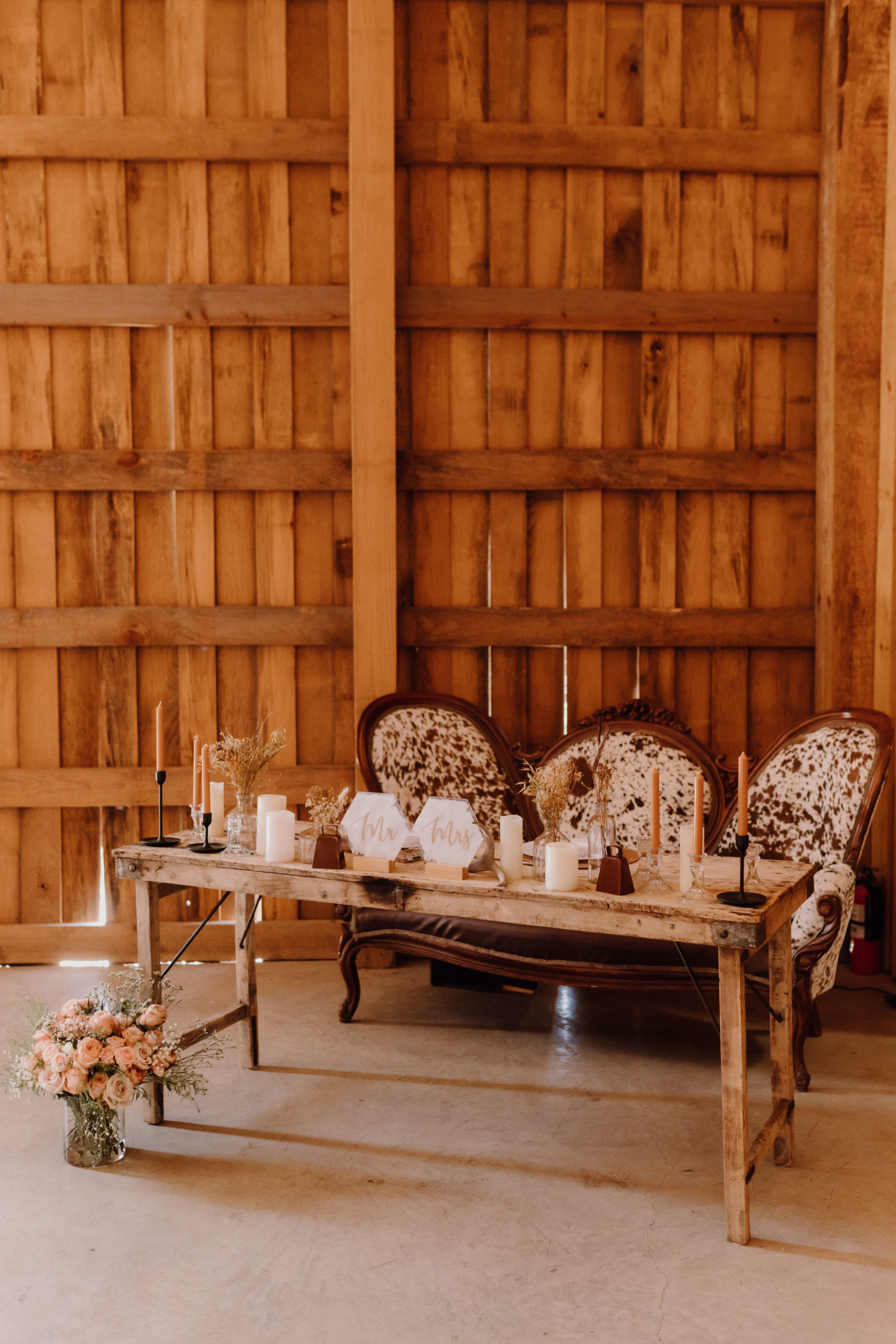 bride and groom boho wedding sweetheart table